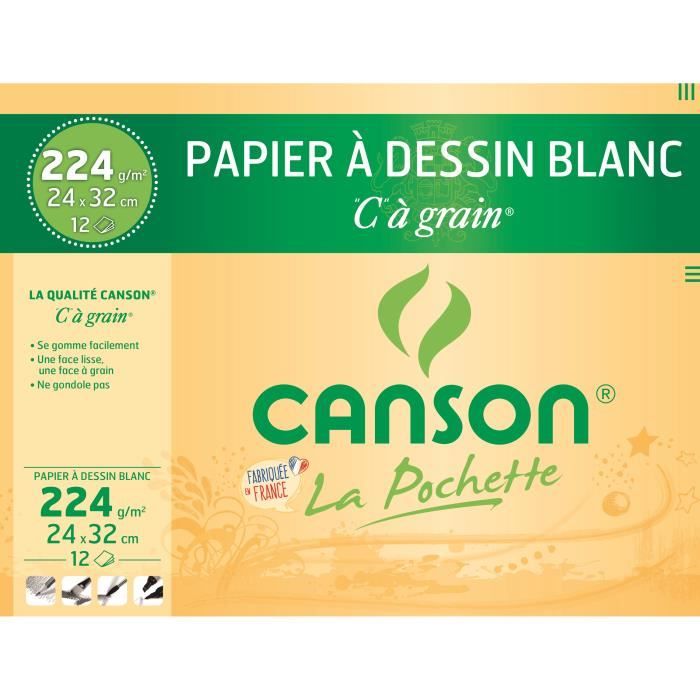 Pochette de canson blanc 224g