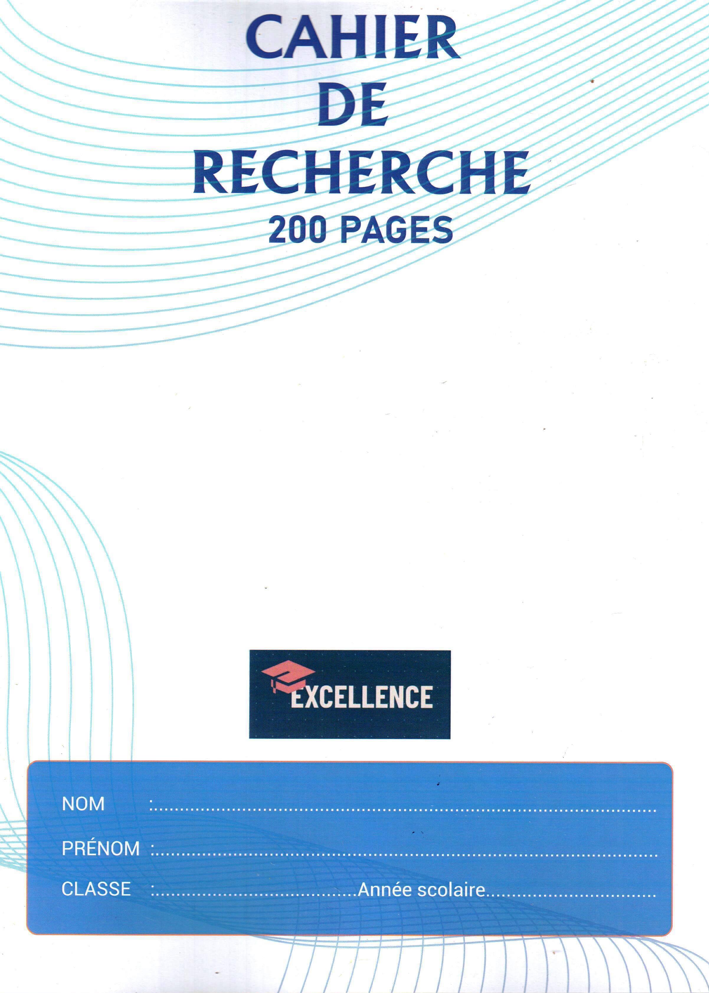 Cahier de recherche 200 pages Excellence sans spirale